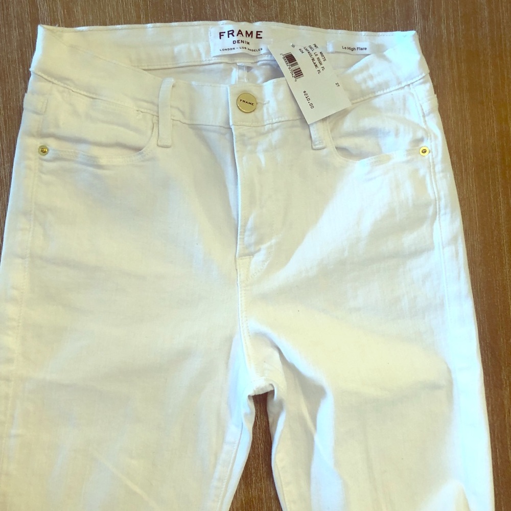 Frame denim, white flare jeans